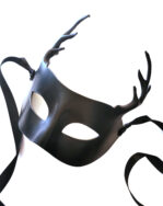black leather stag masquerade mask
