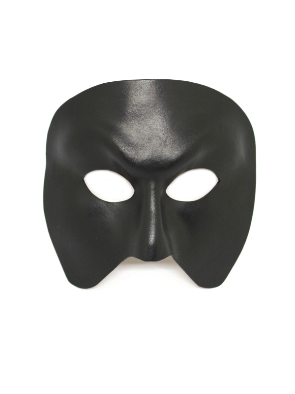 Black Full Face Leather Phantom Masquerade Mask, Made in the UK