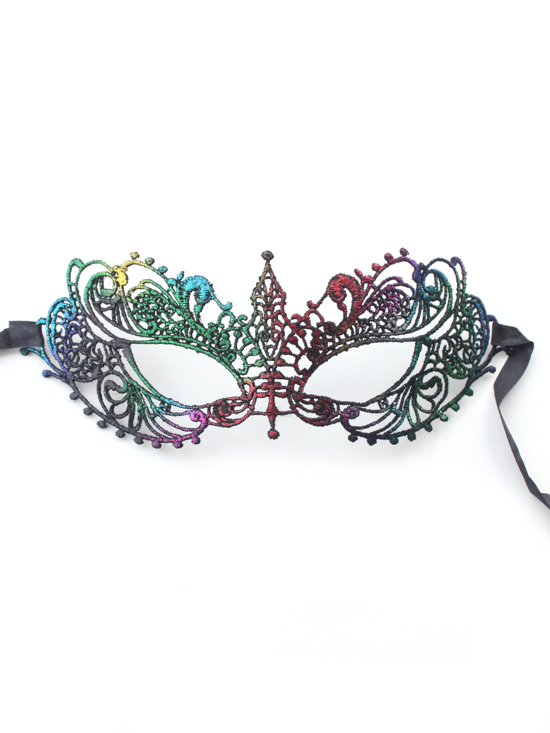 Beautiful Rainbow Baroque Filigree Burano Lace Masquerade Mask