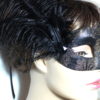 Black Metallic Gold Elegant Feather Venetian Mask UK