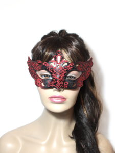 Regal Black Red Venetian Mask Womens UK