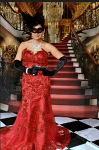 red black Swarovski crystal masquerade mask