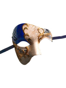 blue gold cream crackle phantom masquerade mask