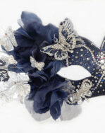 luxury unique swarovski crystal butterfly jewelled mask navy silver